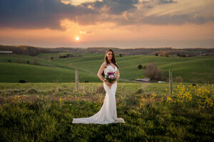 Bride at sunset